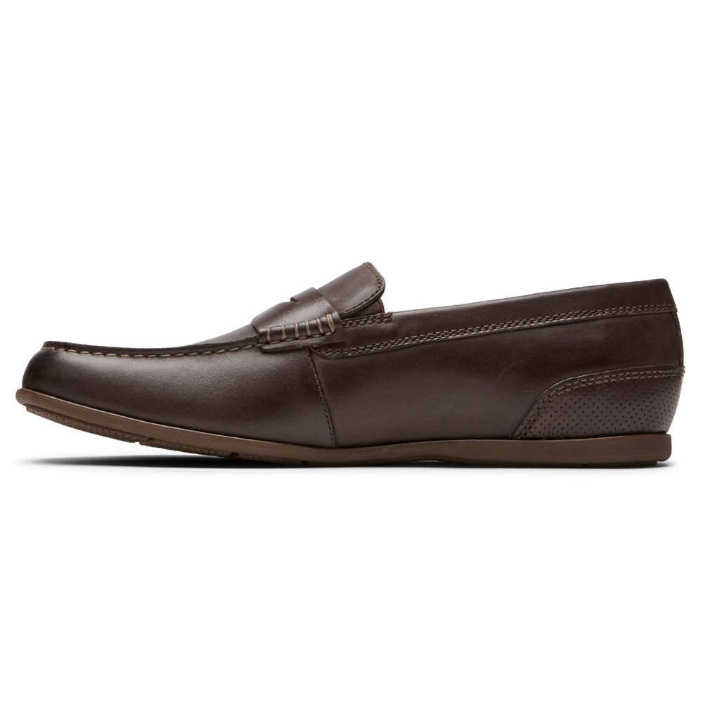 Rockport Singapore Mens Slip-On - Malcom Penny Dark Brown - XN1428759